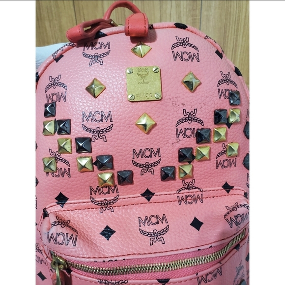 MCM Small Visetos Stark Backpack Pink - Picture 3 of 12